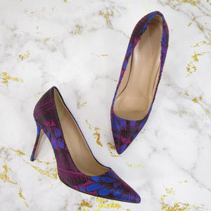 J Crew Elsie Floral Jacquard In Raspberry Pumps 8